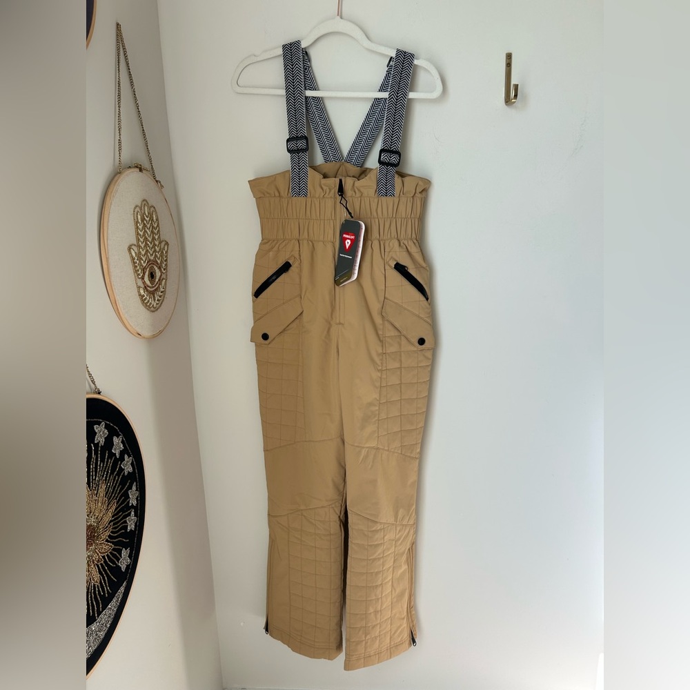 FP movement Tan brown insulated ski bib overall pants